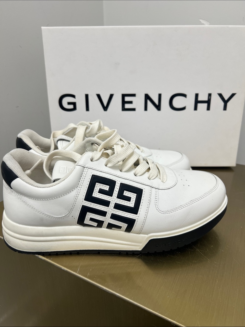 Givenchy White Leather Sneakers with Black Logo Accent